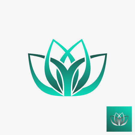 Simple and unique yoga lotus flower beauty with cut shape image graphic icon logo design abstract concept vector stock. Can be used as symbol related to health or tropicalのイラスト素材