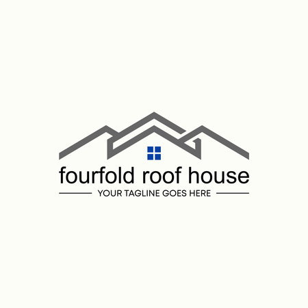 Simple and unique shape line four fold roof house homes image graphic icon logo design abstract concept vector stock. Can be used as symbol related to property or livingのイラスト素材