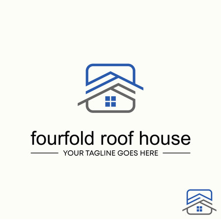Simple and unique shape line five or four fold roof house homes image graphic icon logo design abstract concept vector stock. Can be used as symbol related to property or livingのイラスト素材