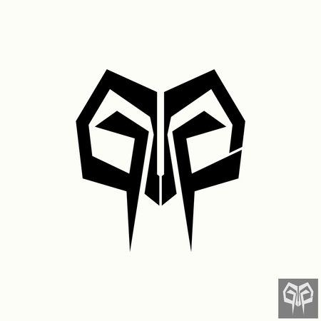 Simple and unique letter or word GA or GFA or GG font like trojan spartan helmet image graphic icon logo design abstract concept vector stock. Can be used as symbol related to sporのイラスト素材
