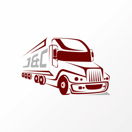 truck cargo container delivery image graphic icon logo design abstract concept vector stock. Can be used as symbol related to transportation or driverのイラスト素材