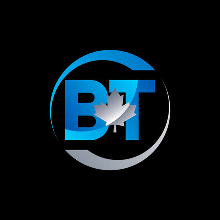 letter or word BT sans serif font with recycle around also maple image graphic icon logo design abstract concept vector stock initial or canada flagのイラスト素材