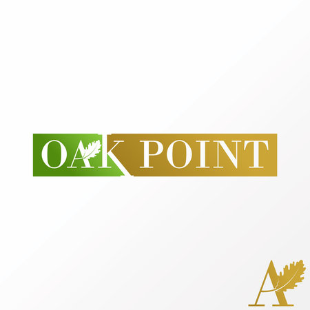Logo design graphic concept creative abstract icon premium free vector stock unique letter or word OAK POINT serif font with leaf nature or botanyのイラスト素材