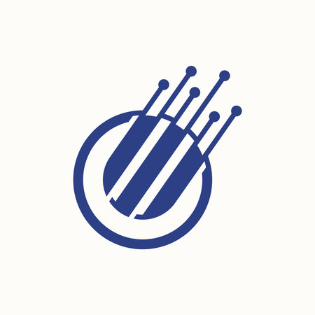 Logo design graphic concept creative icon premium free vector stock unique 3D fiber optic cable on tilted position circle internet or networkのイラスト素材