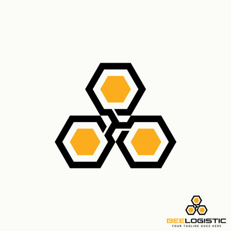 Logo design graphic concept creative abstract premium free vector stock unique lineout bound 3 hexagons like bee house. Related to animal or precisionのイラスト素材