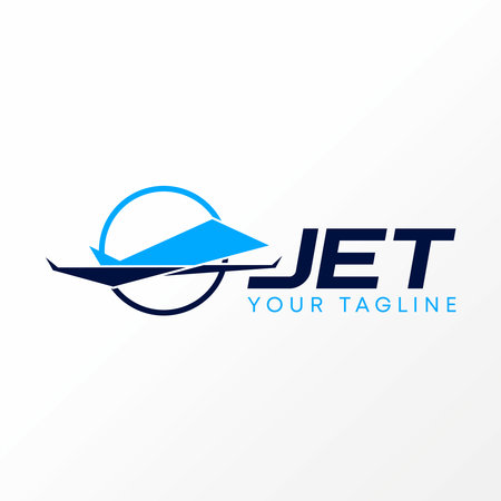 Logo design graphic concept creative abstract premium free vector stock side airplane jet fast flight in circle line. Related to transportation travelのイラスト素材