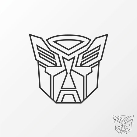 Simple Line out robot helmet like transformer image graphic icon logo design abstract concept vector stock. Can be used as a symbol related to sport or tech.のイラスト素材