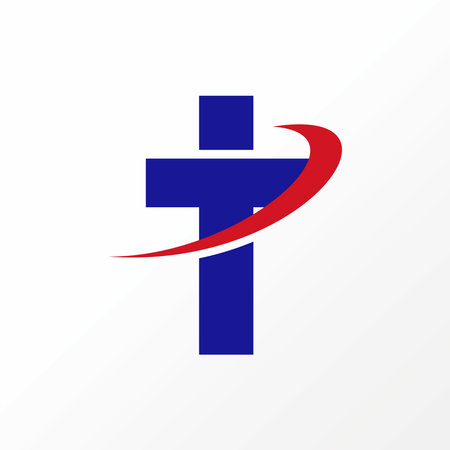 Logo design graphic concept creative abstract premium free vector stock letter T like plus church font with cut swoosh. Related to initial monogramのイラスト素材