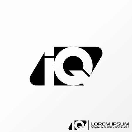 Logo design graphic concept creative premium free vector stock letter IQ or QI font negative space parallelogram. Related to typography initial techのイラスト素材