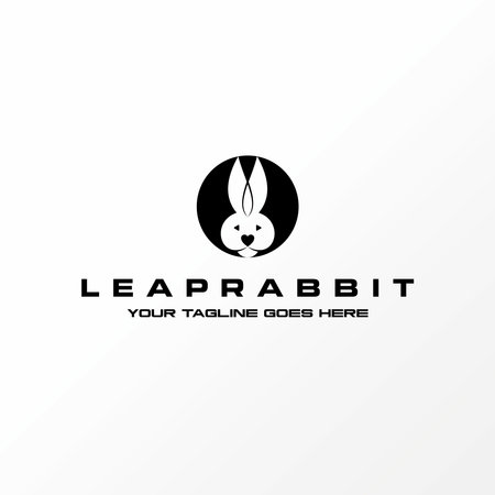 Logo design graphic concept creative abstract premium free vector stock head and ears funny rabbit on circle block. Related to animal active pet farmのイラスト素材