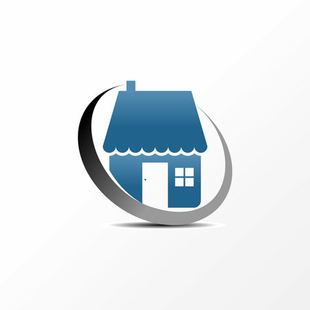 Logo design graphic concept creative abstract premium free vector stock home house in circle swoosh. Related to symbol property estate online shopのイラスト素材