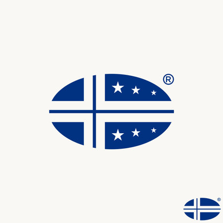 Logo design graphic concept creative abstract premium vector stock Iceland flag on ellipse line negative space. Related UK country brexit europe badgeのイラスト素材