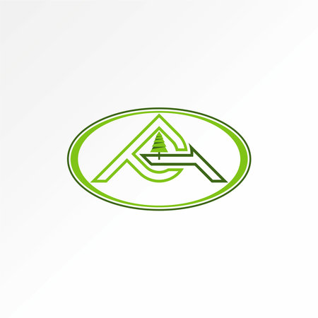 Logo design graphic concept creative premium ellipse vector stock unique initial letter A P or PA font on line connect. Related to monogram green natureのイラスト素材