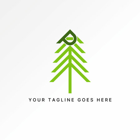 Logo design graphic concept creative premium abstract vector stock unique initial letter AP or AP font on line top tree. Related monogram green natureのイラスト素材