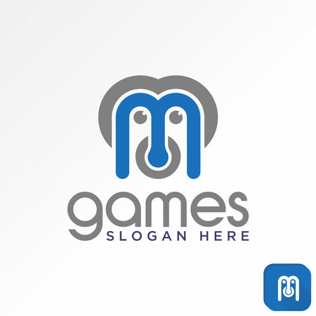 Logo design graphic concept creative premium abstract vector stock unique initial letter M font love animal face. Related to monogram typography funnyのイラスト素材