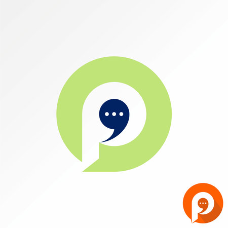 Logo design graphic concept creative premium abstract sign vector stock letter initial P font negative space talk symbol. Related to chat speak speechのイラスト素材