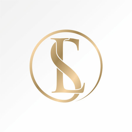 Logo design graphic concept creative premium vector stock abstract sign letter initial SL or LS serif font circle connect Relate monogram beauty brandのイラスト素材