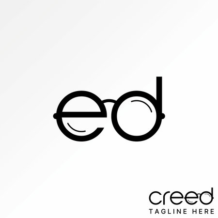 Logo design graphic concept creative premium vector stock sign letter initial ED font like eye glasses sunglasses vision. Related to typography opticのイラスト素材