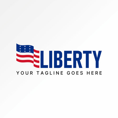 Logo design graphic concept creative premium vector stock abstract sign letter Liberty with unique american flag. Related to national statue new yorkのイラスト素材