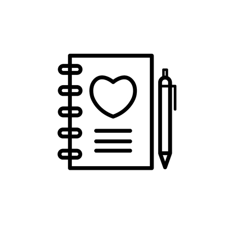Diary valentines day vector iconのイラスト素材
