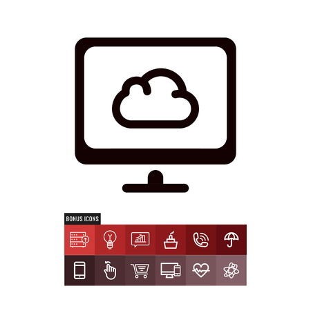 Cloud on a screen vector iconのイラスト素材