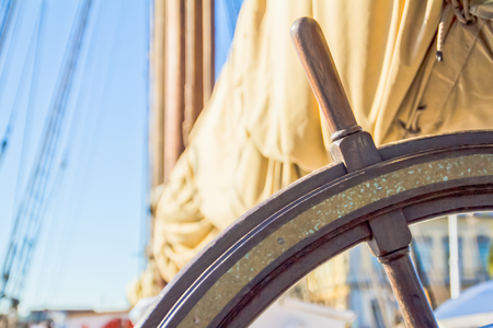 Otudoor shot of an old-fashined boat rudderの写真素材