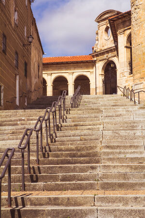 Stairs in a street at a little village of Burgos, Spain.のeditorial素材