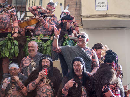 Cadiz, Spain - 3 March 2019: Many local residents dress up for the Cadiz carnival and spend the day singing funny songs on the streets of the city.のeditorial素材