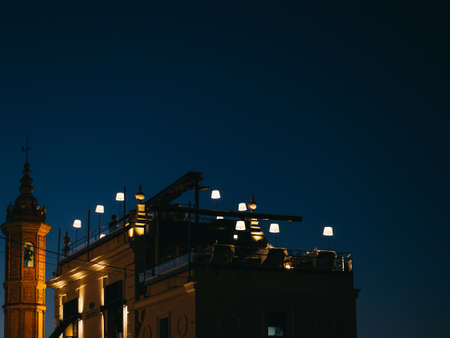 Outdoor restaurant in Sevilleの写真素材