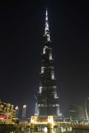 Burj Khalifa in Dubai at night - the tallest building, United Arab Emirates