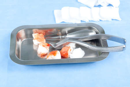 Dental Instruments, Cuvette with dental tools to removing teeth 