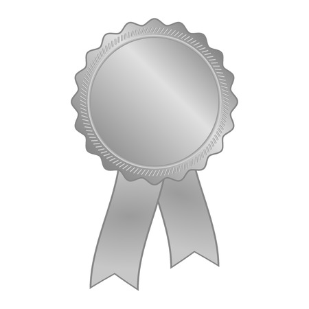 silver grey blank award rosette with ribbonのイラスト素材