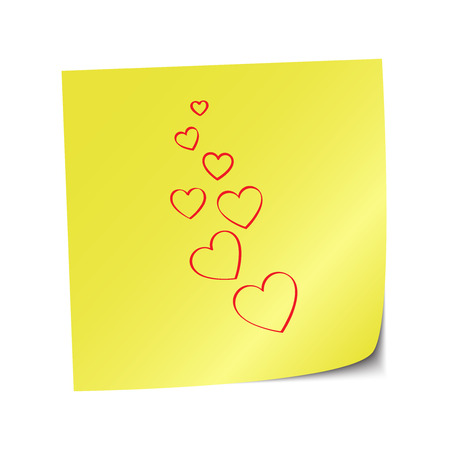 sticky note with red heartsのイラスト素材