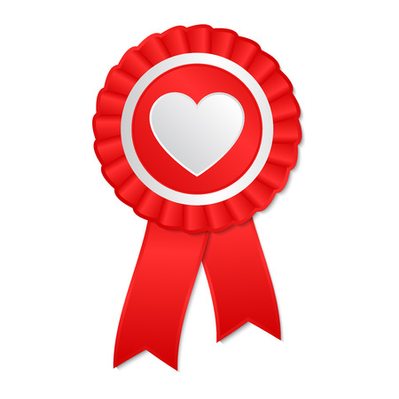 Red award rosette with ribbon and heartのイラスト素材