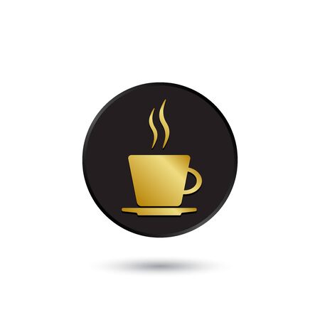 Simple gold on black coffee cup icon logoのイラスト素材