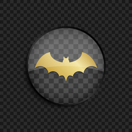 Black badge with gold bat silhouette on square backgroundのイラスト素材