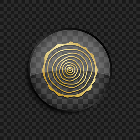 Black badge with gold tree rings silhouette on square backgroundのイラスト素材