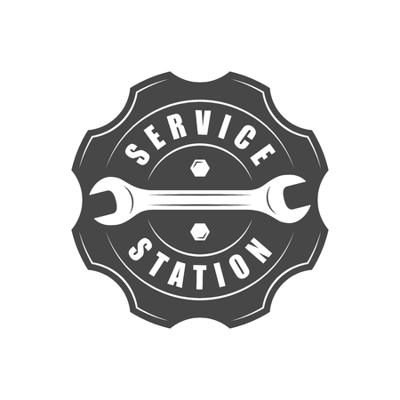 Auto service , wrench and gear silhouetteのイラスト素材