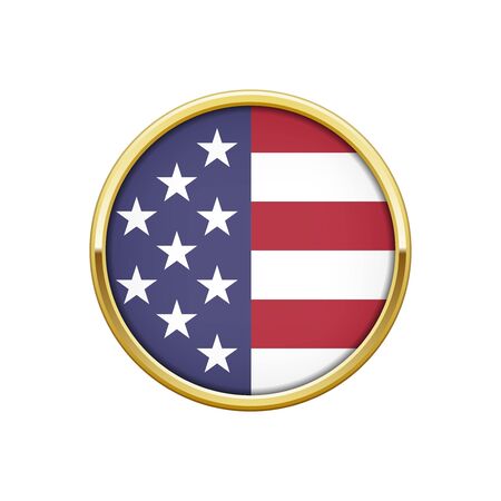 Round gold badge with USA flagのイラスト素材