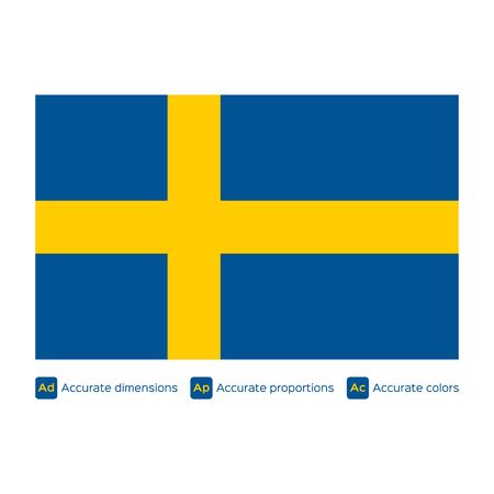 Flag of Sweden,  carefully made using official proportions,  dimensions and colorsのイラスト素材