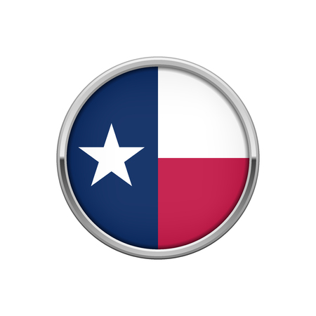 Silver round badge with The flag of Texasのイラスト素材