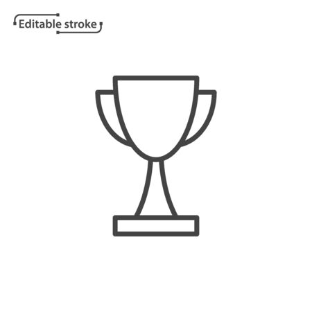 Trophy cup line vector icon. Editable stroke.のイラスト素材