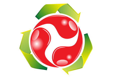Red Dinamic Jewel shape with Recycleのイラスト素材