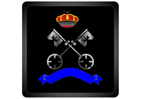 Silver Keys with Crown and Ribbonのイラスト素材