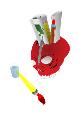 Art Activities in Skull containerのイラスト素材