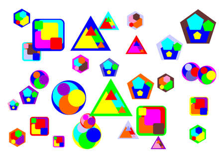 Various abstract colorful shapes in white backgroundのイラスト素材