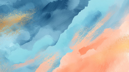 An artistic texture painting in blue and peach tones with abstract design is perfect for backgrounds. This image is part of our Happy Wednesday collection and brings an elegant touch to your designの素材