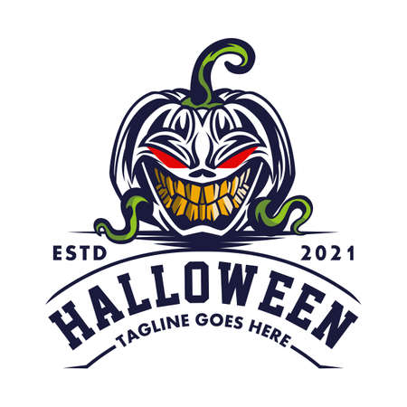 Logo Halloween Pumpkin Smile With Creepy Style Design for entertainment global good any for industryのイラスト素材