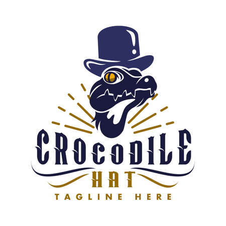 Logo Blue Crocodile Hat With combination blue and yellow color Design global good any for industry entertainment and mediaのイラスト素材