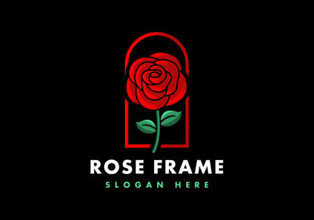 Logo Rose Frame With Red Green Color For Entertainment And Mediaのイラスト素材